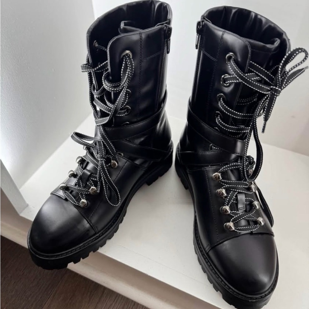 Black Lace-Up Combat Boots